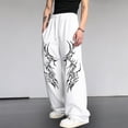 thumbnail image 2 of CONZONE Men's Baggy Sweatpants Gothic Wide Leg Pants for Men Trendy Elastic Waist Graphic Y2K Soft Streetwear Joggers With Pocket, 2 of 6