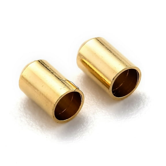 200 pc Brass Cord Ends End Caps Long-Lasting Plated Real 24K golden Plated 5x2.5mm Inner Diameter: 2mm