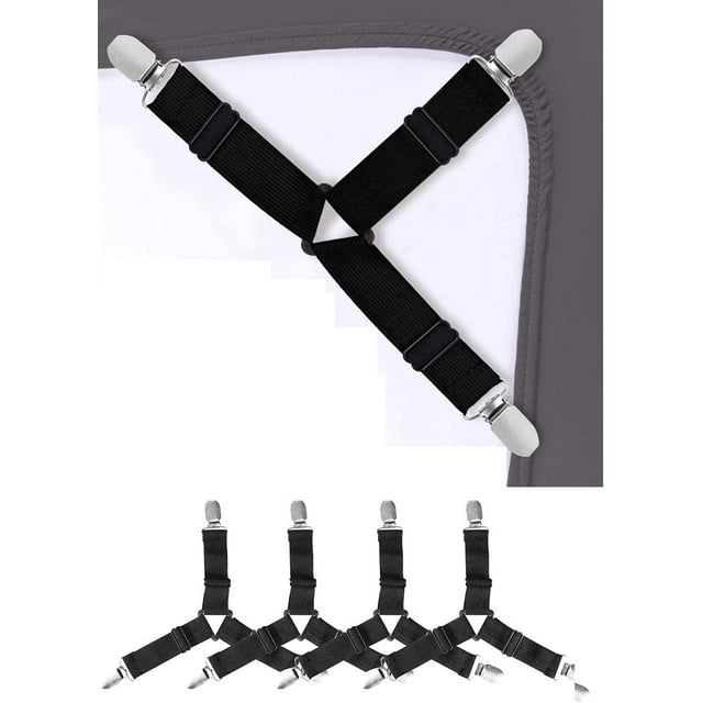 Triangle Tendeur Drap Housse Lit Drap Réglable, 4 Pièces, Réglable élastiques Drap de Lit Attaches Triangle, Attache Drap Housse Triangle Attache, pour Draps de Lit, Coussin de Canapé, Matelas