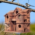thumbnail image 2 of VASGOR Wooden Bird Houses for Outside – 10 Rooms Multi-Chamber Bird House, Carbonized Pine Rustic Finish, 1.57" Entrance Holes, Individual Cleaning Doors, Decorative Outdoor Bird Nesting Box, 2 of 9