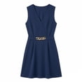 thumbnail image 5 of Hduncf Women's Summer Sleeveless Mini Dress Solid Color Cotton Linen V Neck Cinched A Line Slim Tank Short Dress Blue XL, 5 of 5