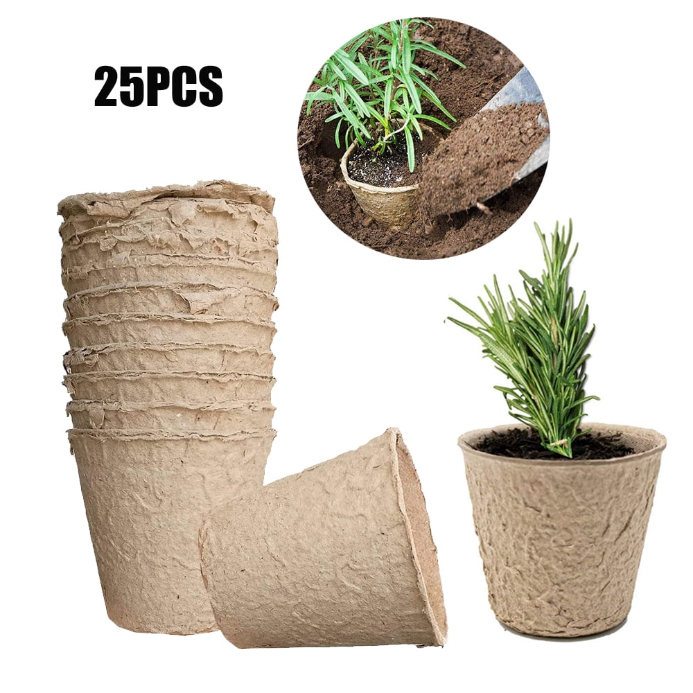Peat Pots 3 Inch Round Seedling and Plant Starter Pots 60 Pack Biodegradable Eco Friendly 60 Plant Markers Included Pots for Nursery Greenhouse Herbs Vegetables 