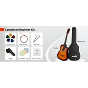Moukey Guitar for Beginner 38 Starter Acoustic Guitars Kits with Gig Bag, Strap and Pick, Blue, EAG-100