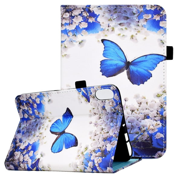 New Case Fits for iPad Mini 6 2021(6th Generation, 8.3 inch), Allytech Premium PU Leather Scratch-Free Auto Sleep & Wake Function Book Stand Style Elastic Band Card Slots Case and Cover,Blue Butterfly