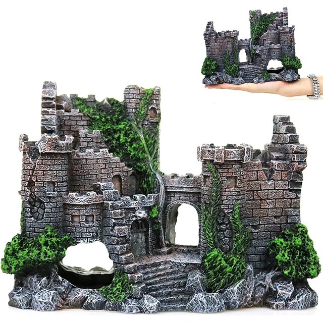 Castillo de resina de simulación, adorno, castillo, decoración de acuario, castillo decorativo para acuario, pecera, decoración de castillo, decoración de acuario