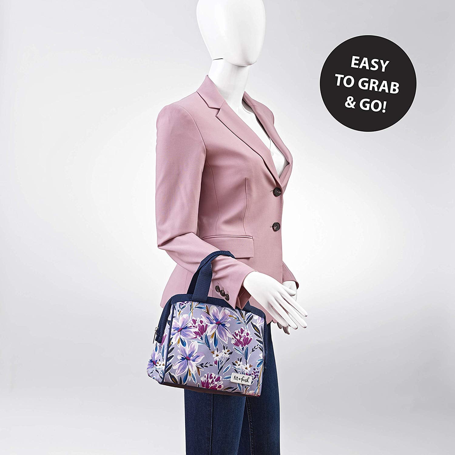 Fit & Fresh Laketown Lunch Bag, Navy Blue and Lilac Floral