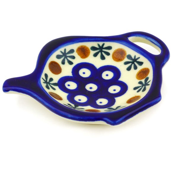 Polish Pottery 4¼-inch Tea Bag or Lemon Plate (Mosquito Theme) Hand Painted in Boleslawiec, Poland Certificate of Authenticity