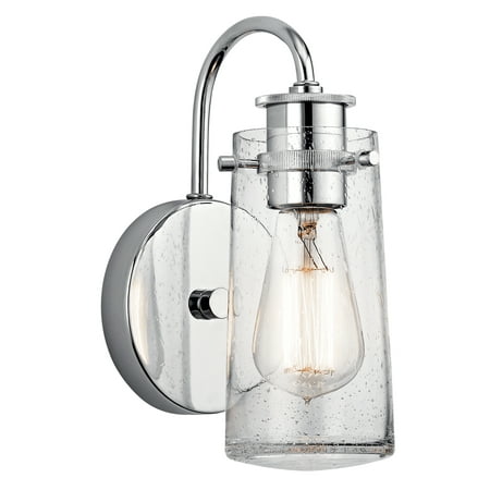 

Kichler Braelyn Vintage Industrial 1 Light Chrome Wall Sconce with Clear Seeded Glass