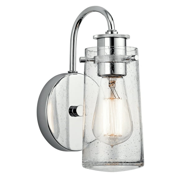 Open Box Kichler Braelyn Vintage Industrial 1 Light Chrome Wall Sconce with Clear Seeded Glass