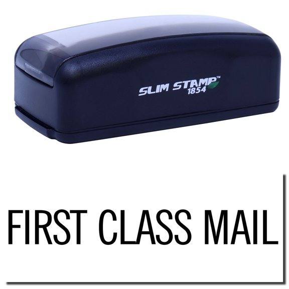 Large Pre-Inked Narrow First Class Mail Stamp, Slim 1854, Ultra Slim Design, Impression Size 1-13/16" by 2-1/2", Up to 25,000 Impressions - Black Ink
