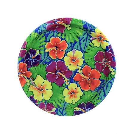 8 Pack Luau Floral Paper Plates, 24 Count
