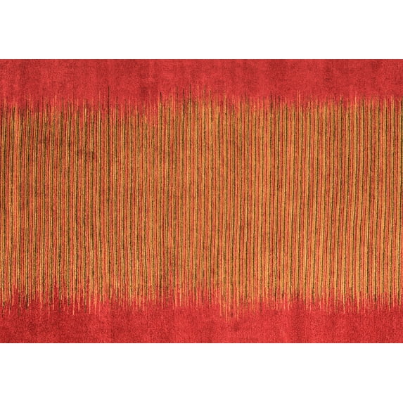 Ahgly Company Indoor Rectangle Abstract Orange Modern Area Rugs, 2' x 5'