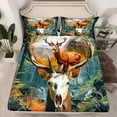 thumbnail image 2 of Moose Deer Bed Sheets Set Hunting Theme Twin Sheet Set, Mystic Jungle Woodland Sheets Animal Skull Skeleton Bed Set, Rustic Farmhouse Lodge Cabin Flat Sheet 3pcs, 2 of 5