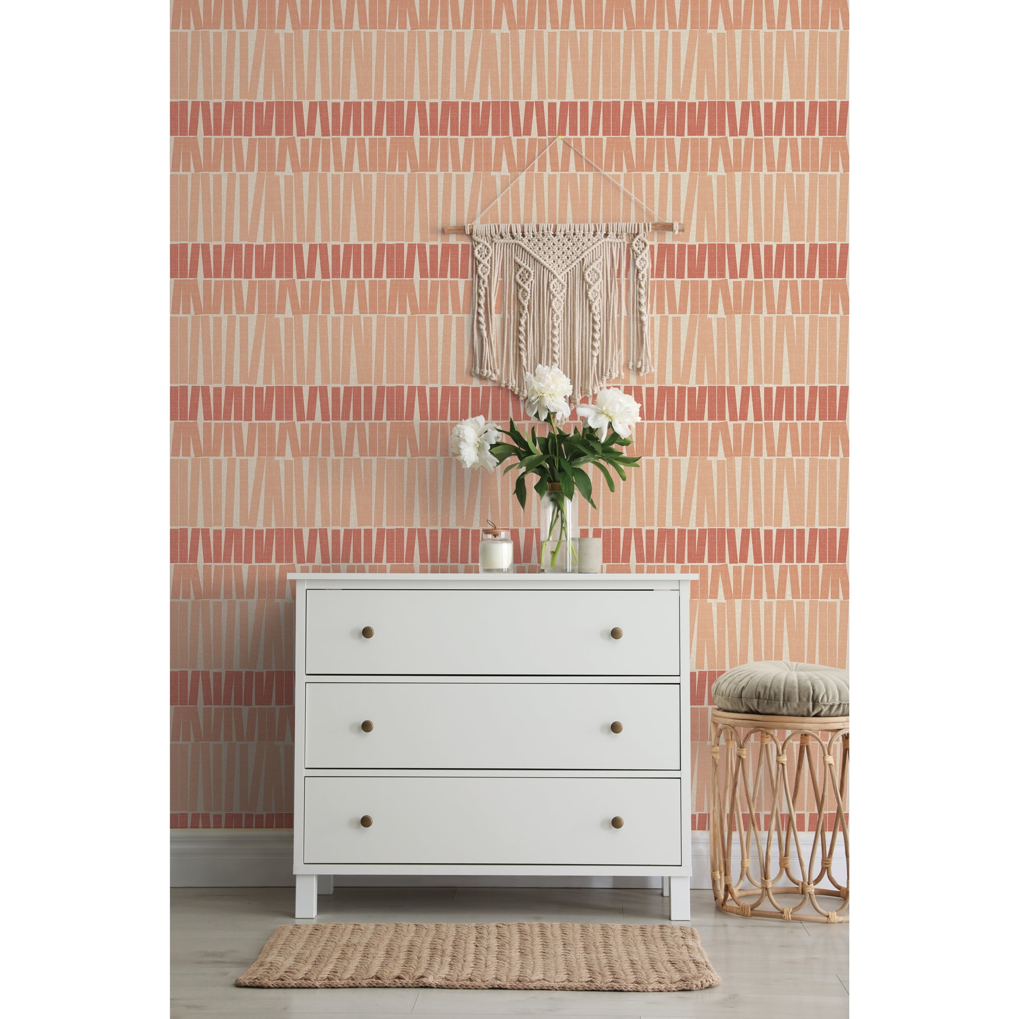 Better Homes & Gardens Coral Gwen Stripe Peel and Stick Wallpaper, 20.5" x 18'