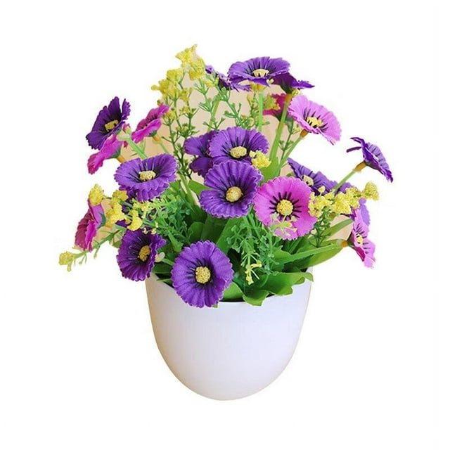 Pot 1 Set Artificial Pot Fade-less Ornamental Multi-purpose Clear Texture No Trimming Artificial Flower Garden Decoration