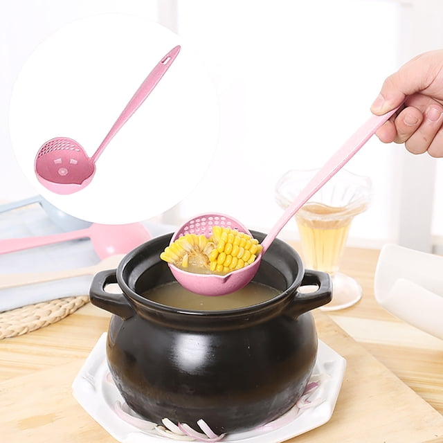 Oleegame 1PC Sink Drain Filter Cover 1 Piece Strainer Spoon Colander Noodle Spoon Plastic Skimmers With Handle Food Drainage Spatula For Kitchen Cooking Pink
