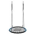 thumbnail image 1 of 40 inches Spider Web Round Tree Swing with Adjustable Ropes, 2 Carabiners, Black, 1 of 8