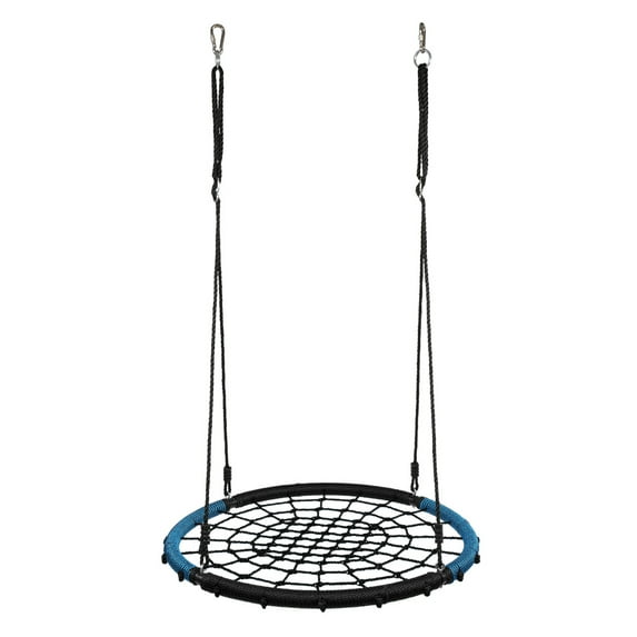 40 inches Spider Web Round Tree Swing with Adjustable Ropes, 2 Carabiners, Black