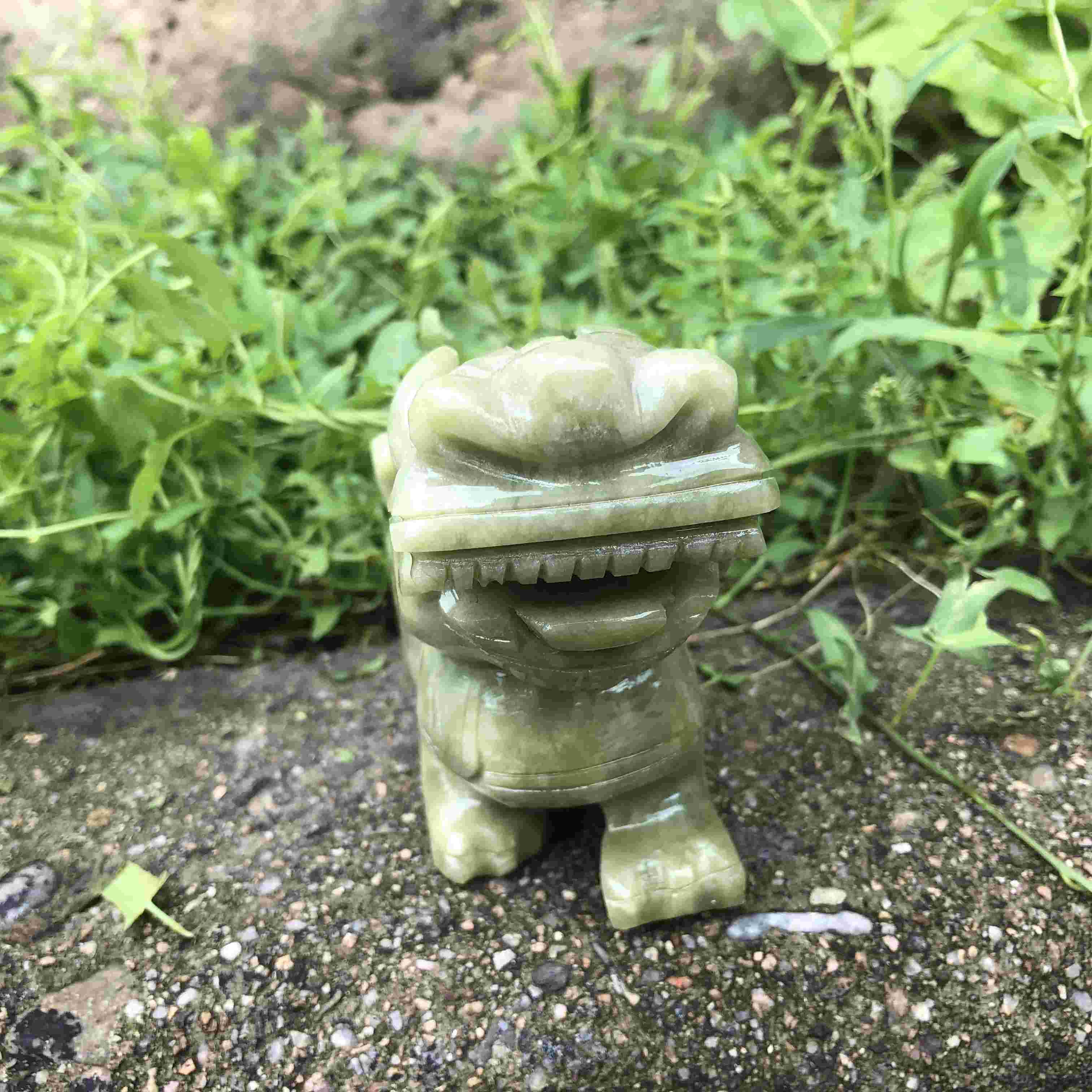 Pair Hand carved Natural green Jade Feng Shui Pi Yao/Pi Xiu statue for Wealth Good Luck Figurine, Collectible Qilin Stone brave troops Beast