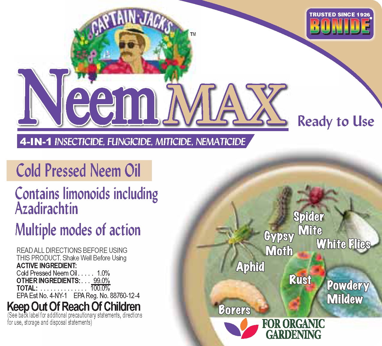 Bonide Captain Jack's 64 oz Neem Max Ready-to-Use Spray for Fungus, Insect, Mite & Nematode Control