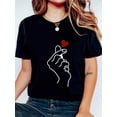 thumbnail image 1 of Heart Graphic Round Neck Sports T-shirt, Short Sleeve Running Casual Top, Women's Activewear Tee For Adult, Men, Women, Teen, Teenager, Adolescent, Youth, 1 of 7
