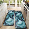 thumbnail image 4 of Kitchen Rugs Sets Of 2,Blue Gold Wave Marble Pattern Anti Fatigue Kitchen Mat Rugs Non Slip Washable,Decorative Kitchen Floor Mats for Kitchen,Sink,Laundry,17"x47"+17"x47", 4 of 5