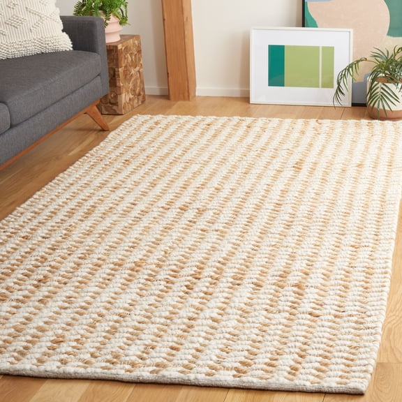 Safavieh Natural Fiber Aydan Striped Area Rug, Natural/Ivory, 6' x 6' Square