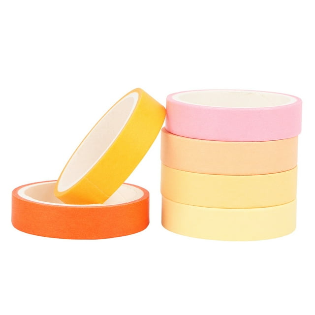 Juego de 6 cintas adhesivas washi de colores sólidos para manualidades, álbumes de recortes, decoración de cuentas (otoño)