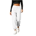 thumbnail image 4 of VV AVEORS Womens Wide Leg Sweatpants Cozy Casual Jogger Pants Baggy Elastic High Waisted Athletic Yoga Pants With Pockets White 2XL, 4 of 7