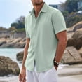 thumbnail image 4 of snullo Men's Linen Shirts Short Sleeve Casual Shirts Button Down Shirt Business Dress Clothing Beach Fashion Summer Tops, 4 of 6