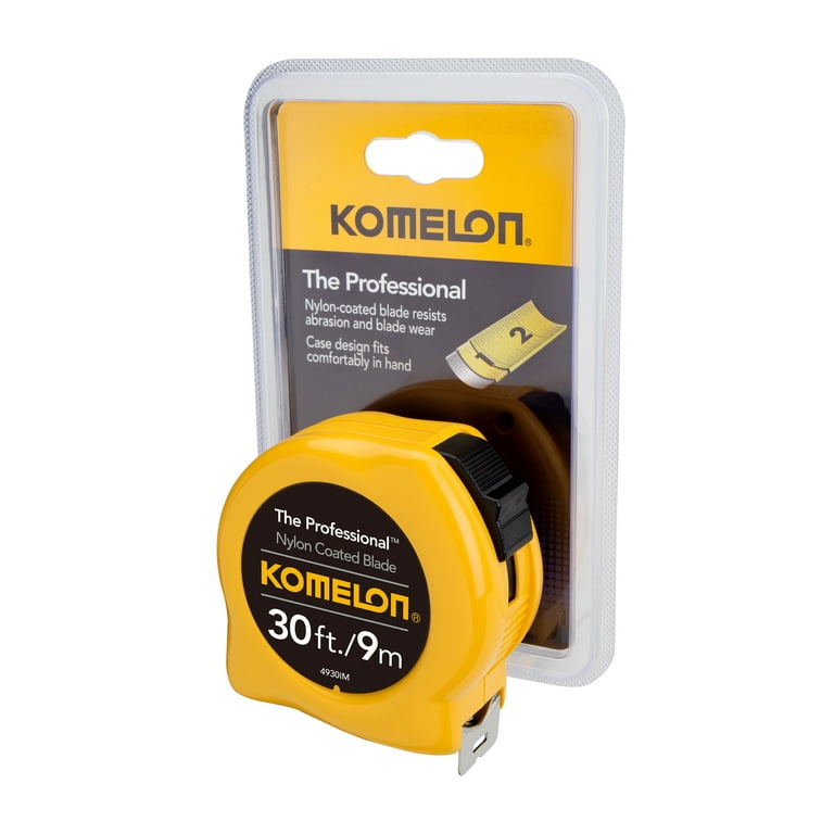 Komelon - Tape Measure: 16' Long, 25 mm Width, Yellow Blade