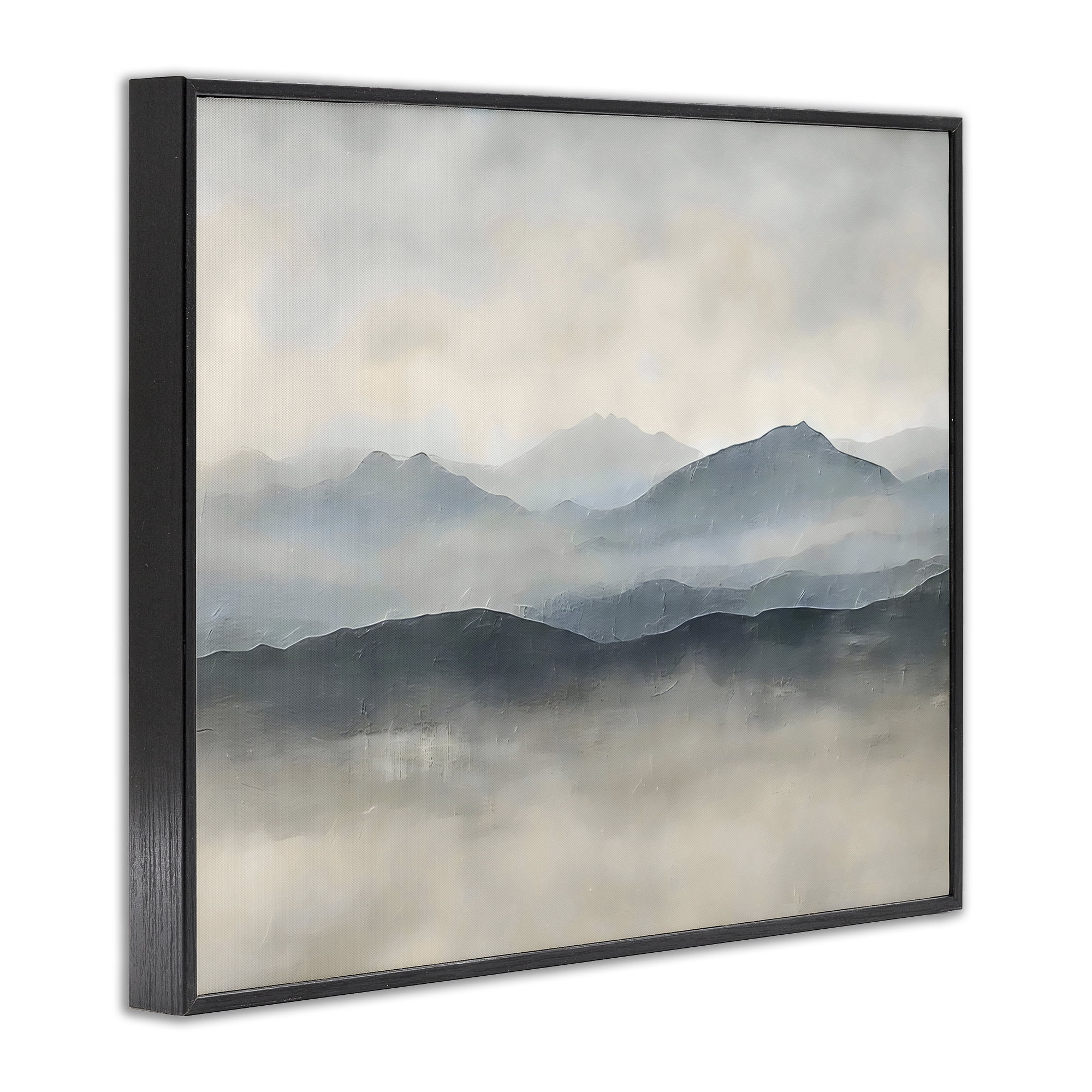 Stupell Industries Misty Muted Mountainscape Black Framed Giclee Art, design by Riley B