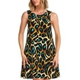 thumbnail image 1 of Fotbe Teal Leopard Vestido de Verano sin Mangas para Mujer – Vestido Midi Línea A, Estilo Camiseta Floral, Vestido Playero Casual y Fluido, 1 of 7