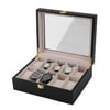 10 Grids Wood Watch Display Case Jewelry Storage Holder Box Organizer Gift