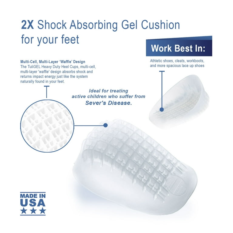 Tuli's Heavy Duty Gel Heel Cups, Cushion Insert for Shock