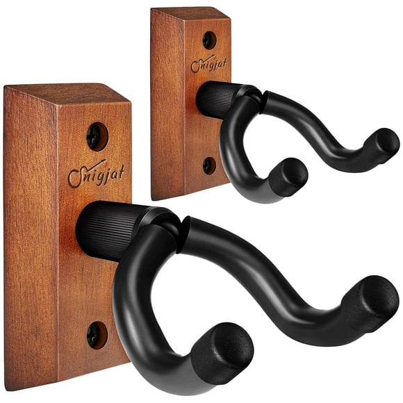 Soporte de pared para guitarra SNIGJAT de madera dura para bajo acústico, paquete de 2 unidades