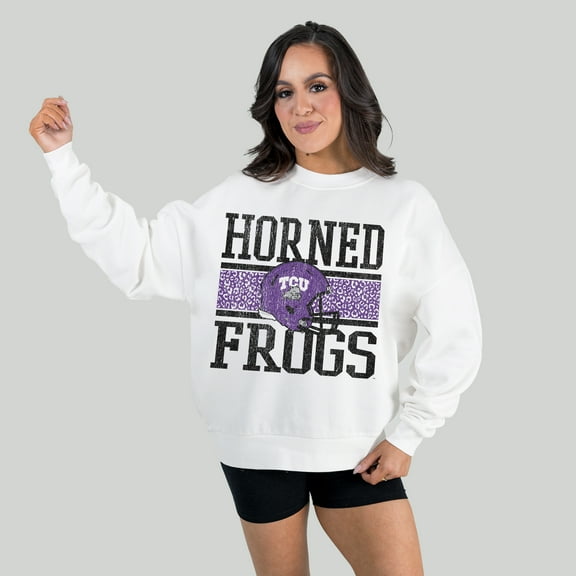 Women's Gameday Couture White TCU Horned Frogs Fair Catch Pullover Sweatshirt