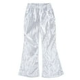 thumbnail image 5 of Little Girls Sparkly Sequins Dance Pants Wide Leg Bell Bottoms Flared Trousers Hip Hop Jazz Disco Performance Costume Silver,5-6T, 5 of 5