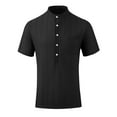 thumbnail image 7 of Hvot&aat Men Summer Casual Ventilate Top Henley Button Short Sleeve T-Shirts with Pocket Textured Outfits, 7 of 7