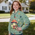 thumbnail image 3 of Uorisanigo Girls Half Zip Pullover Sweatshirt Oversized Athletic Tops Mushroom Frog Long Sleeve Pullover Top Kids Quarter Zipper Cropped Sweatshirt for Sports and Daily Wear, 3 of 7