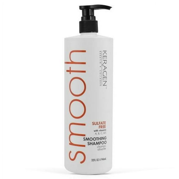 KERAGEN - Smoothing Shampoo with Keratin and Collagen for All Hair Types, Sulfate Free, 32 Oz - Moisturizes, Strengthens, Protects Color and Repair - Panthenol, Vitamins, and Jojoba Oil