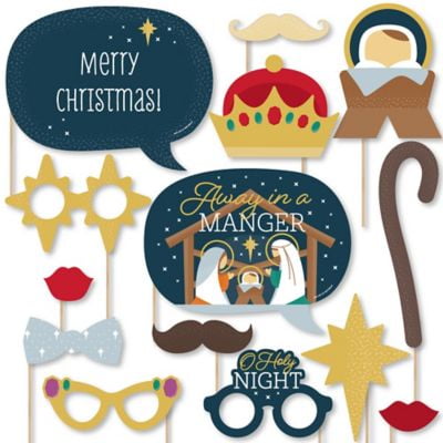 Holy Nativity - Manger Scene Religious Christmas Photo Booth Props Kit ...