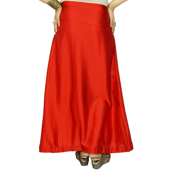Indian Satin Silk Petticoat Bollywood Solid Inskirt Lining For Sari