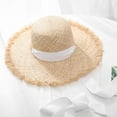 thumbnail image 2 of Sombrero de rafia de ala ancha para mujer para el verano - Correa ajustable - Vacaciones en la playa - Protección solar - Talla única, 2 of 5
