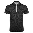 thumbnail image 4 of Black Damask Background Men Zipper T-shirt Summer Casual Short Sleeve T-shirt Top, 4 of 7