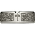 thumbnail image 4 of Titanium Brushed & Polished Cross Laser Design 8mm Beveled Edge Band (Size 13) Made In China tb115k-13, 4 of 5