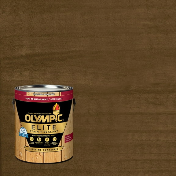 Olympic Elite 1 Gallon ST-2012 Dark Oak Semi-Transparent Exterior Stain and Sealer in One Low VOC