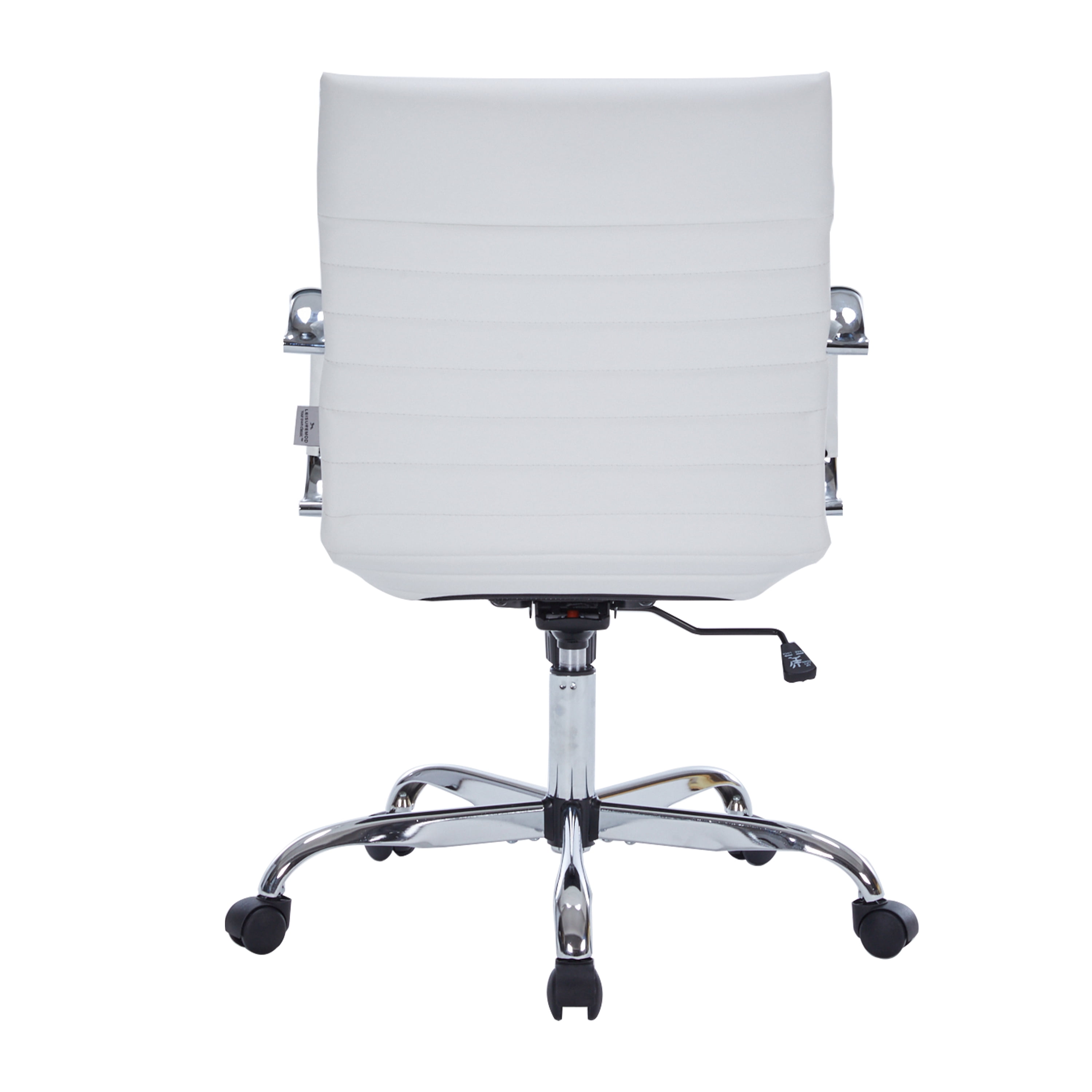 LeisureMod Harris Modern Adjustable Swivel Leather Task Office Chair with Tilt and Ergonomic Design, White