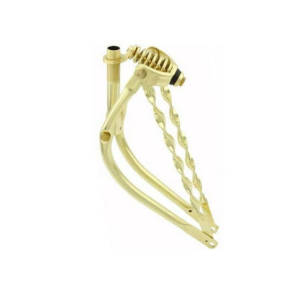 20" Bent Spring Fork 1" W/Twisted Bars Gold. Bike fork, bicycle fork, lowrider bike fork lowrider bicycle fork