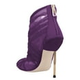 thumbnail image 4 of FSJ Women Graceful Peep Toe Mesh Ankle Boots Stiletto Heel Back Zipper Summer Bootie Fashion Night Club Party Pumps Shoes Size 7 Purple, 4 of 4
